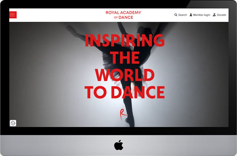 Royal Academy of Dance Website Homepage screenshot